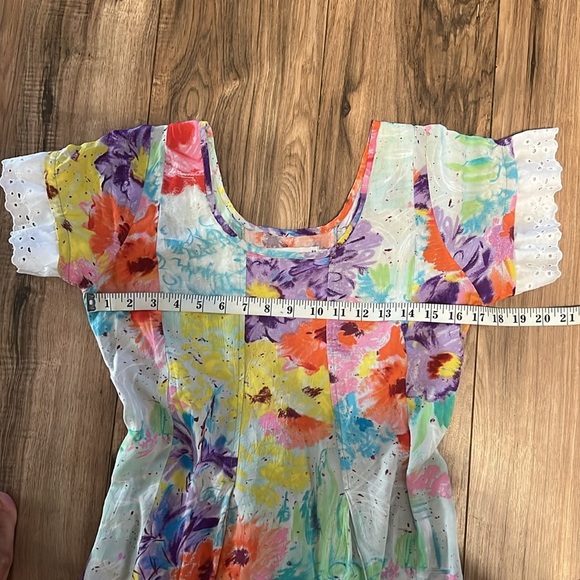 J Jams World Gazebo Floral Maxi Dress Women’s Small Short Sleeve Boho Resort - Picture 4 of 12